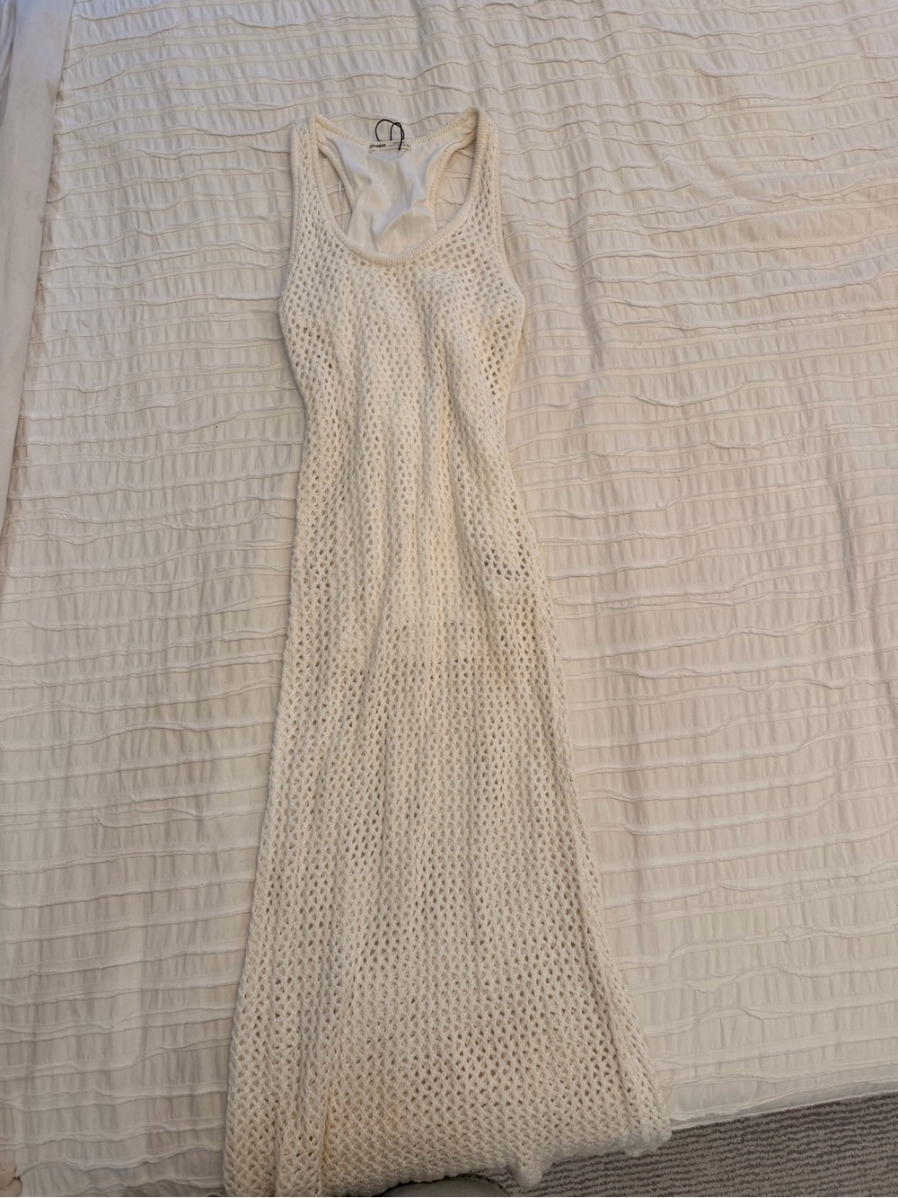 Pull&Bear Ivory Open-Knit Tank Dress